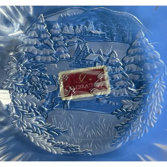MIKASA 10.5” Frosted Glass Bowl Celebrations Winter Dreams Collection NIB - Picture 5 of 15